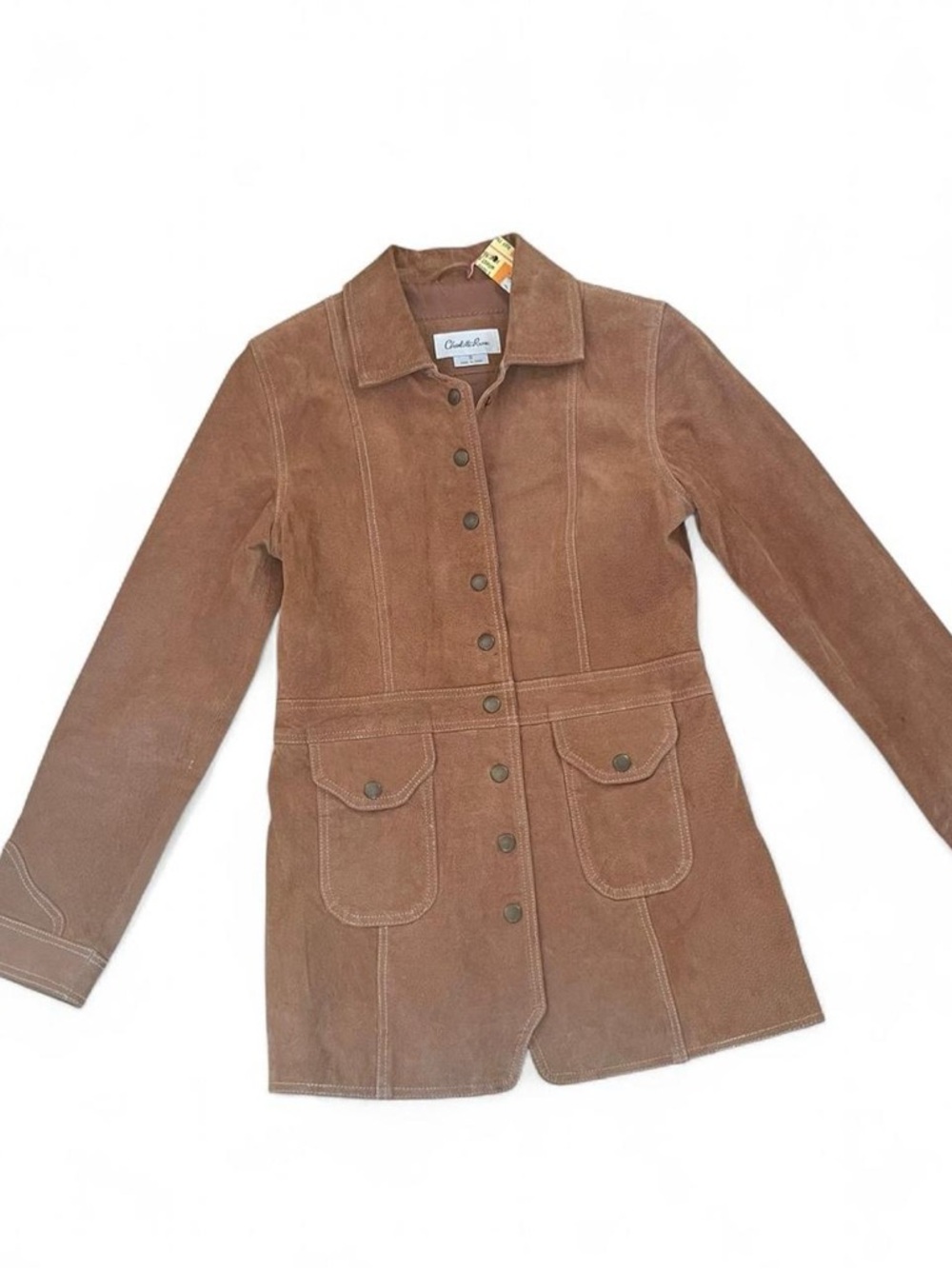 vintage 100% leather suede jacket trench coat blazer size XS/S